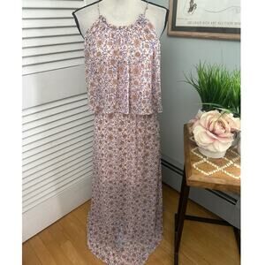 H&M Conscious Dress 6 Pink Floral Tiered Maxi Ethereal Feminine Indie Soft Girl
